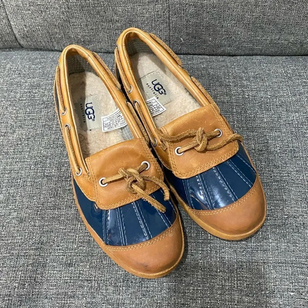 UGG Brown and Navy Ashdale Duck Shoes Women Size 6